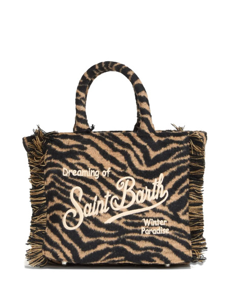  Mc2 Saint Barth Zebra Fringe Vanity Satchel - Black 