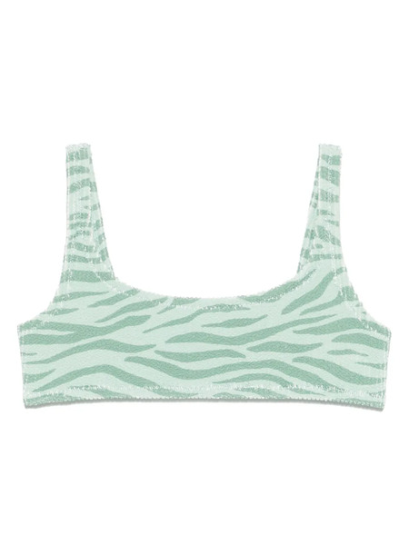  Mc2 Saint Barth Zebra-print Bikini Top - Green 