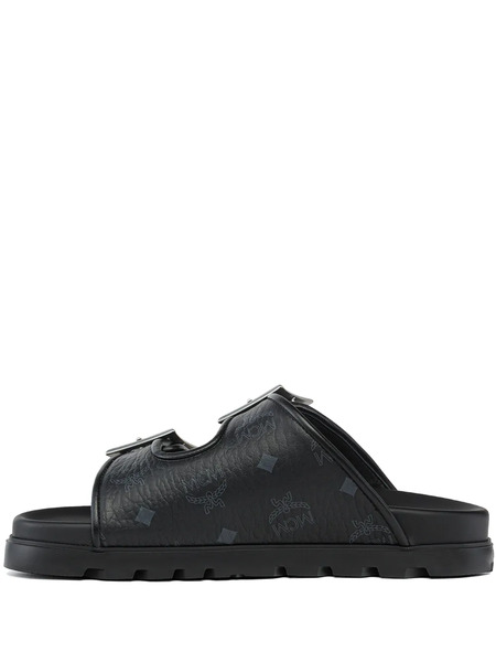  Mcm Buckle-detail Flat Sandals - Black 
