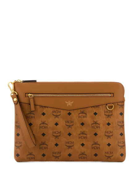  Mcm Diamond Wristlet Clutch Bag - Brown 