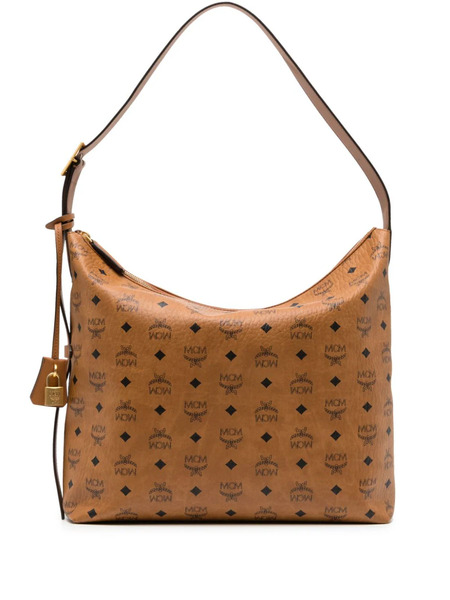  Mcm Large Aren Visetos-print Leather Shoulder Bag - Brown 