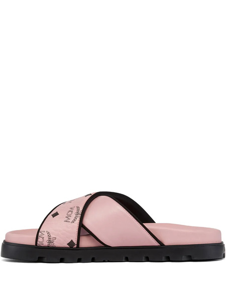  Mcm Logo-motif Flat Sandals - Pink 