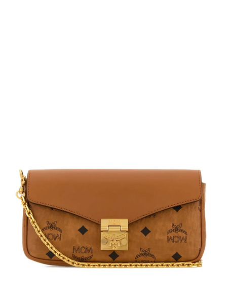  Mcm Mini Tracy Logo Chain Leather Cross Body Bag - Brown 