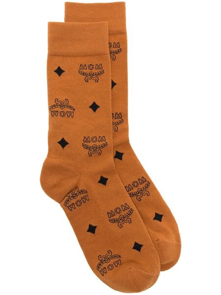  Mcm Monogram Knit Socks - Brown 