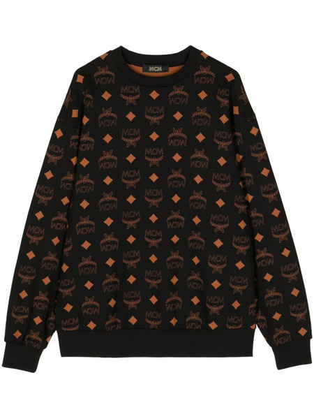 Mcm Monogram-print Cotton Sweatshirt - Black 