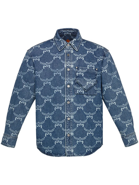  Mcm Patterned Denim Shirt - Blue 