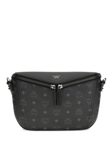  Mcm Small Diamant 3d Logo-printed Zip Messenger Bag - Black 