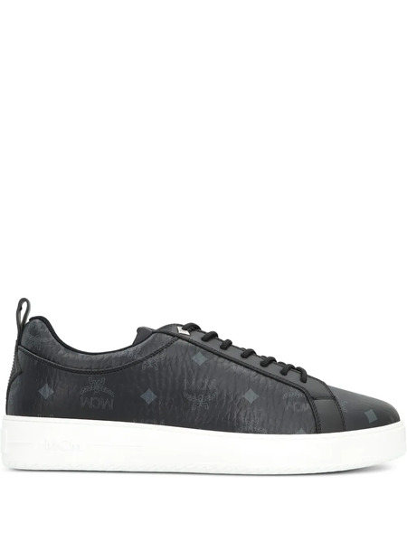  Mcm Visetos Logo Print Sneakers - Black 
