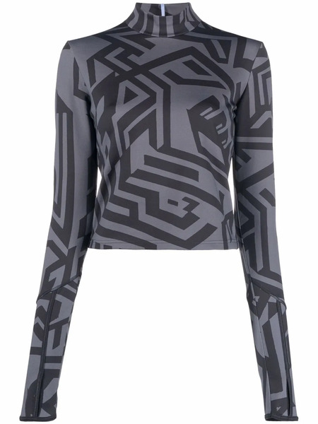  Mcq Geometric-print Top - Black 
