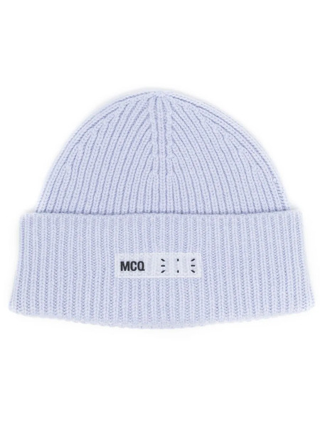  Mcq Logo-print Ribbed-knit Beanie - Purple 