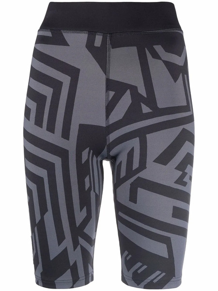  Mcq Stretch-design Abstract Print Shorts - Black 