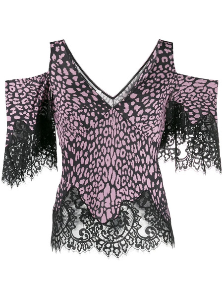  Mcq Swallow Cold-shoulder Printed Top - Pink 