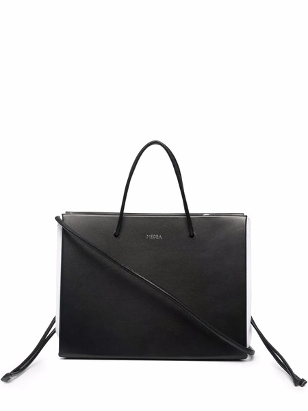  Medea Vitello Leather Tote Bag - Black 