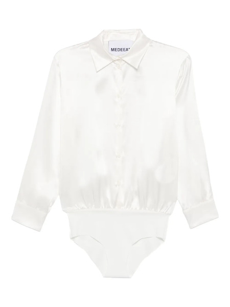  Medeea Button-up Silk Shirt - White 