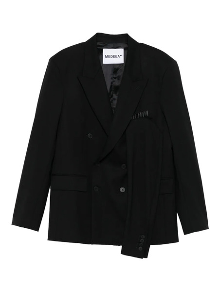  Medeea Double-breasted Wool Blazer - Black 