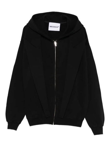  Medeea Lapels Zip Hoodie Jacket - Black 