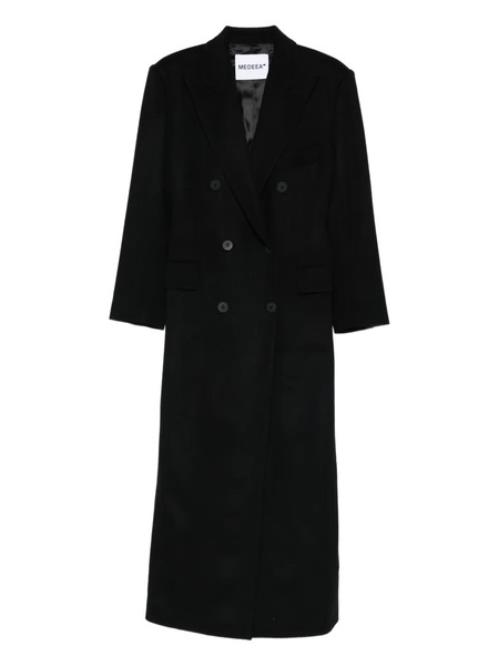  Medeea Ring-detail Double-breasted Coat - Black 
