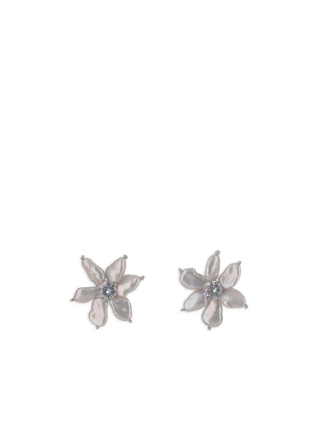  Mela Flower-motif Earrings - White 
