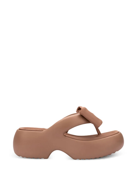  Melissa Free Fuzzy Platform Bow Flip-flops - Neutrals 