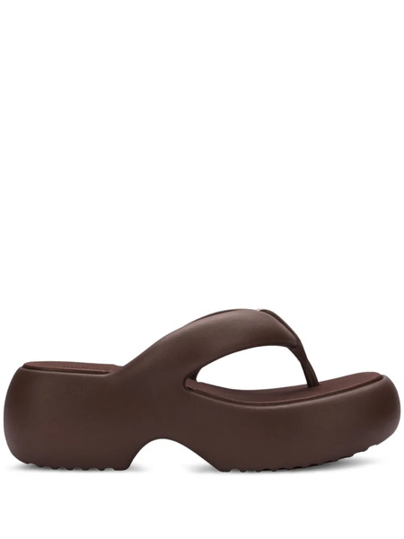  Melissa Free Fuzzy Platform Flip Flops - Brown 