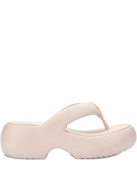  Melissa Free Fuzzy Platform Thong Flip-flops - Neutrals 
