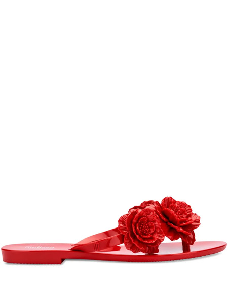  Melissa Harmonic Springtime Floral-embellished Flip Flops - Red 