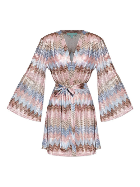 Melissa Odabash Anna Zigzag Stripe Belted Dress - Pink 