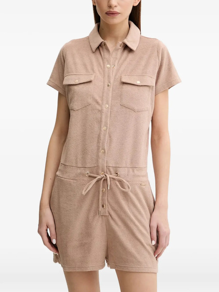  Melissa Odabash Cheryl Buttoned Drawstring Playsuit - Neutrals 