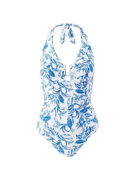  Melissa Odabash Halterneck Floral Swimsuit - White 