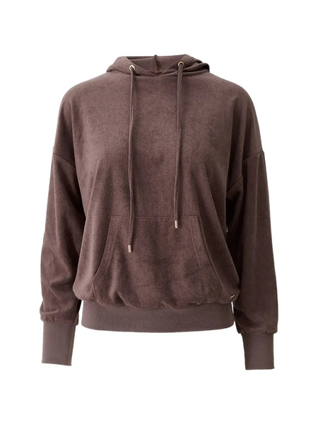 Melissa Odabash Hooded Kangaroo Pocket Sweatshirt - Brown 