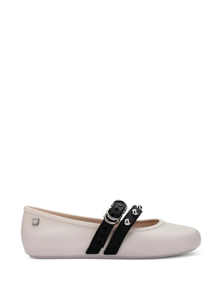 Melissa Studded Buckle Ballet Flats - Neutrals 