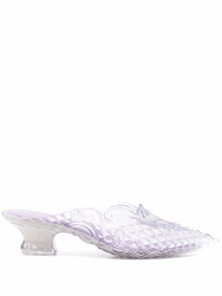  Melissa Textured Low-heel Mules - Grey 