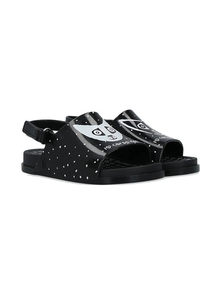  Melissa X10 Corso Como Touch-strap Cat-print Sandals - Black 