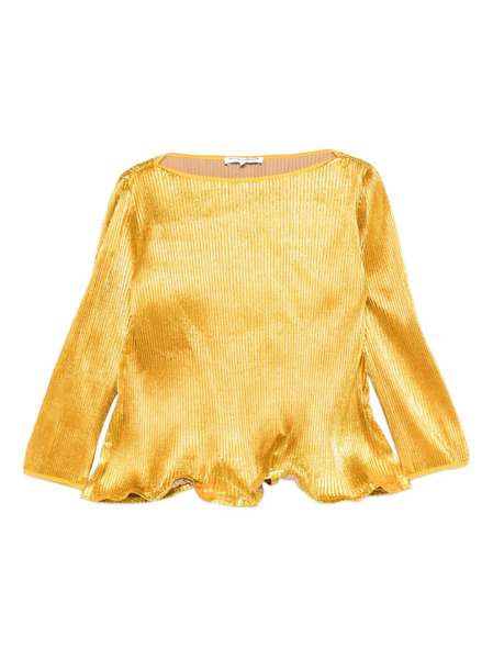  Melitta Baumeister Metallic Plissé Top - Yellow 