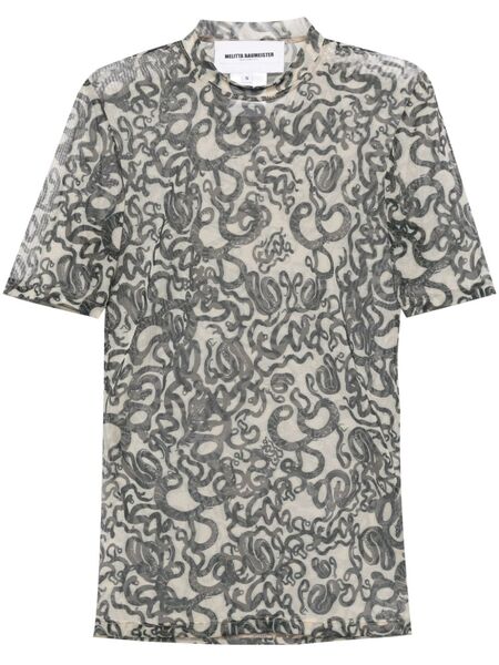  Melitta Baumeister Snake-print Semi-sheer T-shirt - Multicolour 