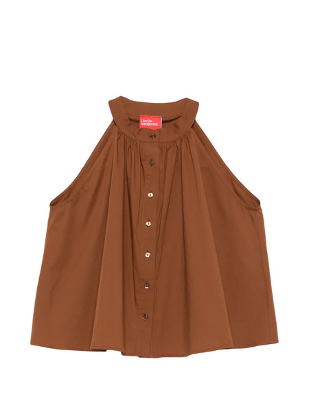  Merci Button Halterneck Top - Brown 