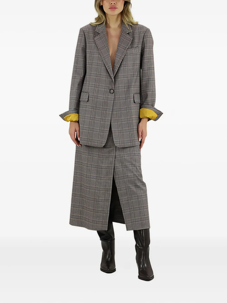  Merci Checked Midi Skirt - Grey 