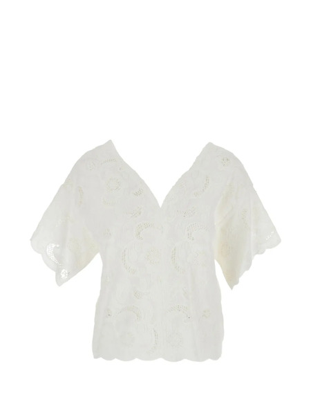  Merci V-neck Floral Blouse - White 