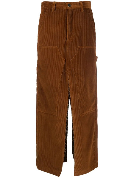  Meryll Rogge Slit Corduroy Maxi Skirt - Brown 