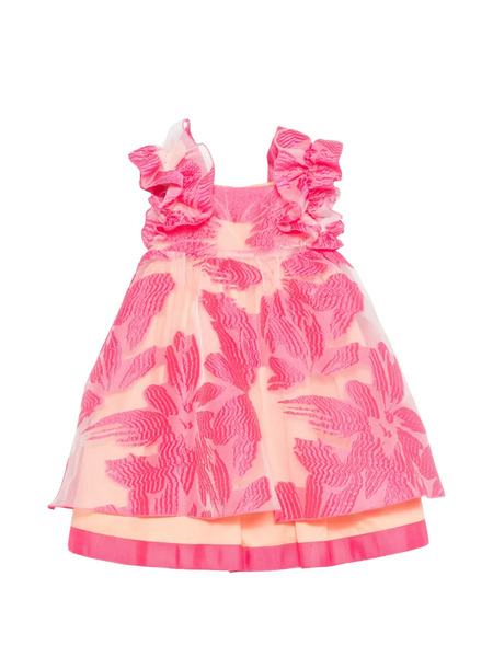  Mi Mi Sol Floral-embroidered Ruffled Dress - Pink 