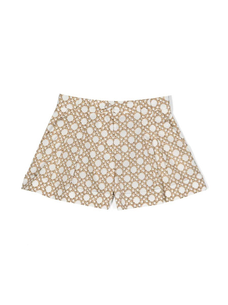  Mi Mi Sol Geometric-print Cotton Shorts - White 