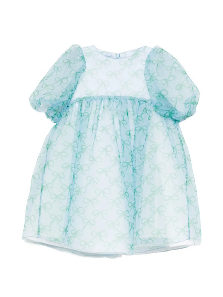  Mi Mi Sol Puff-sleeve Bow-print Dress - Blue 