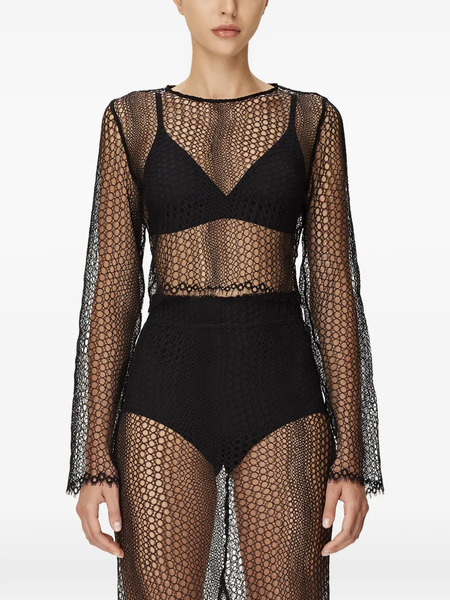  Mia Peculiar Openwork T-shirt - Black 