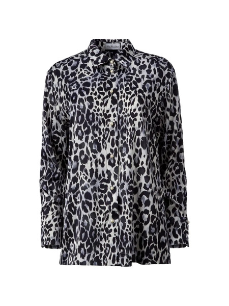  Mia Peculiar Pearl-button Printed Shirt - Black 