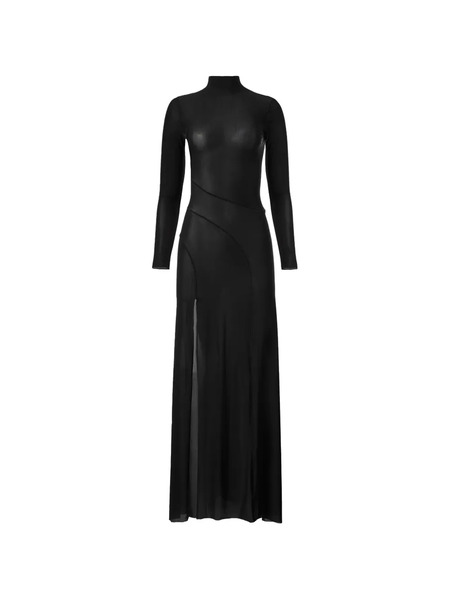  Mia Peculiar Turtleneck Side-split Maxi Dress - Black 