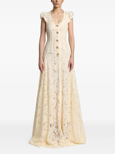  Miau By Clara Rotescu Nymphea Button-embellishment Maxi Dress - Neutrals 