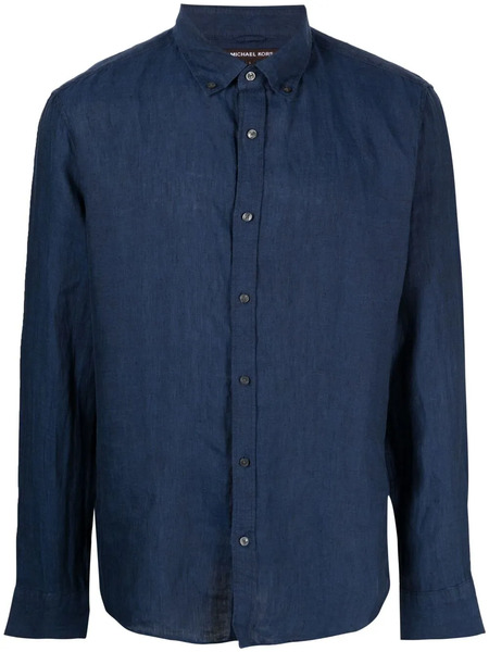  Michael Kors Button-down Linen Shirt - Blue 