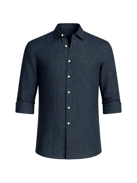  Michael Kors Buttoned Linen Shirt - Blue 