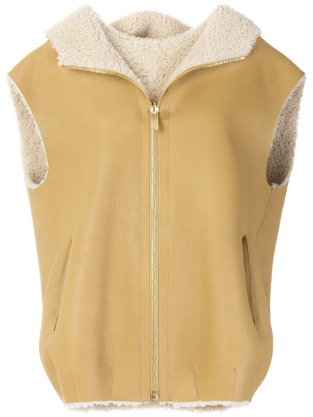  Michael Kors Collection Zipped Shearling Gilet - Neutrals 