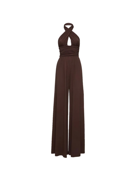  Michael Kors Halterneck Ruched Jumpsuit - Brown 